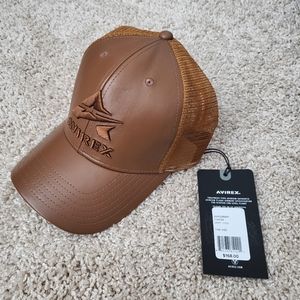 NWT! Avirex Leather Trucker Hat